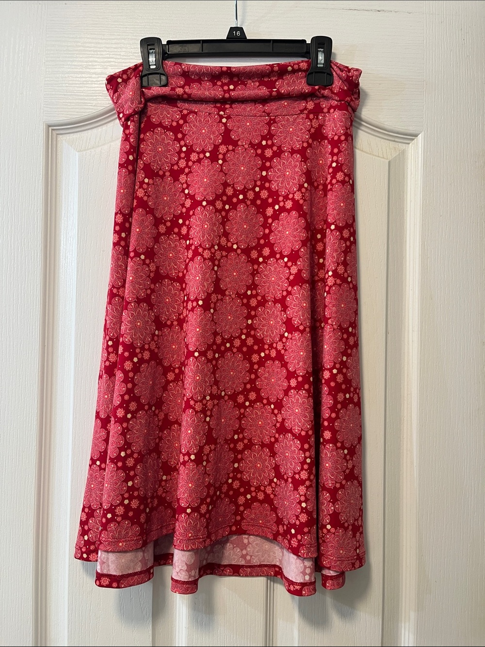 LuLaRoe Red Pink Floral Circle Skirt